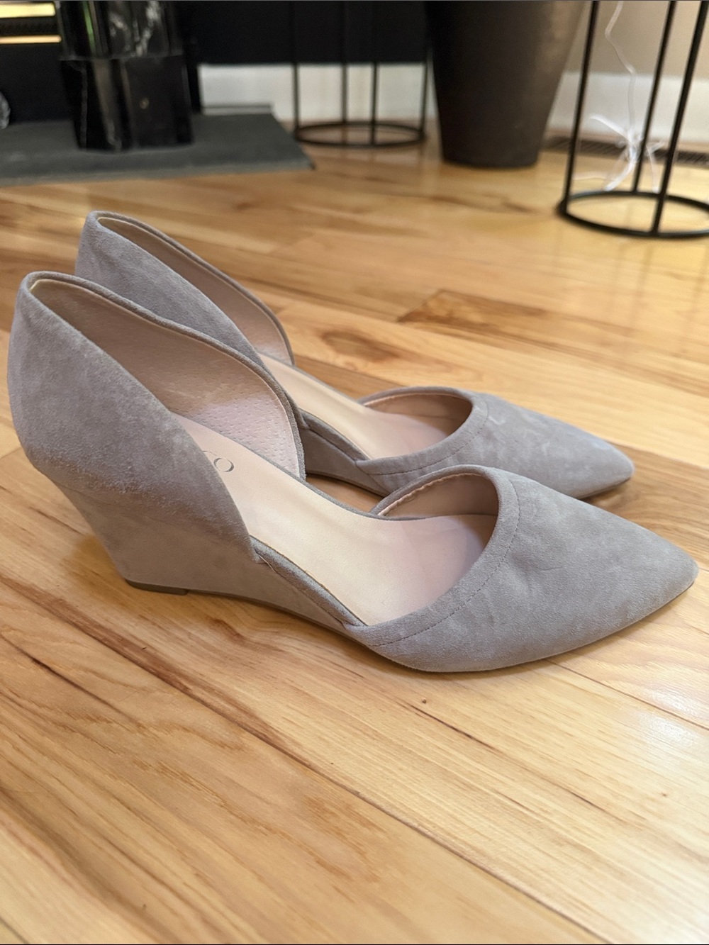Franco Sarto Taupe Suede Pointed D'Orsay Pumps - Picture 2 of 5